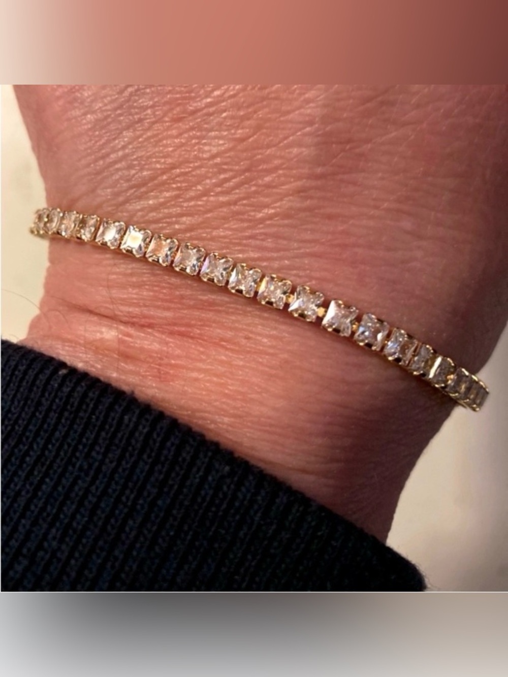 5CT Princess Cut Lab Created Diamond Tennis Bracelet 14K Gold Plated Sterling